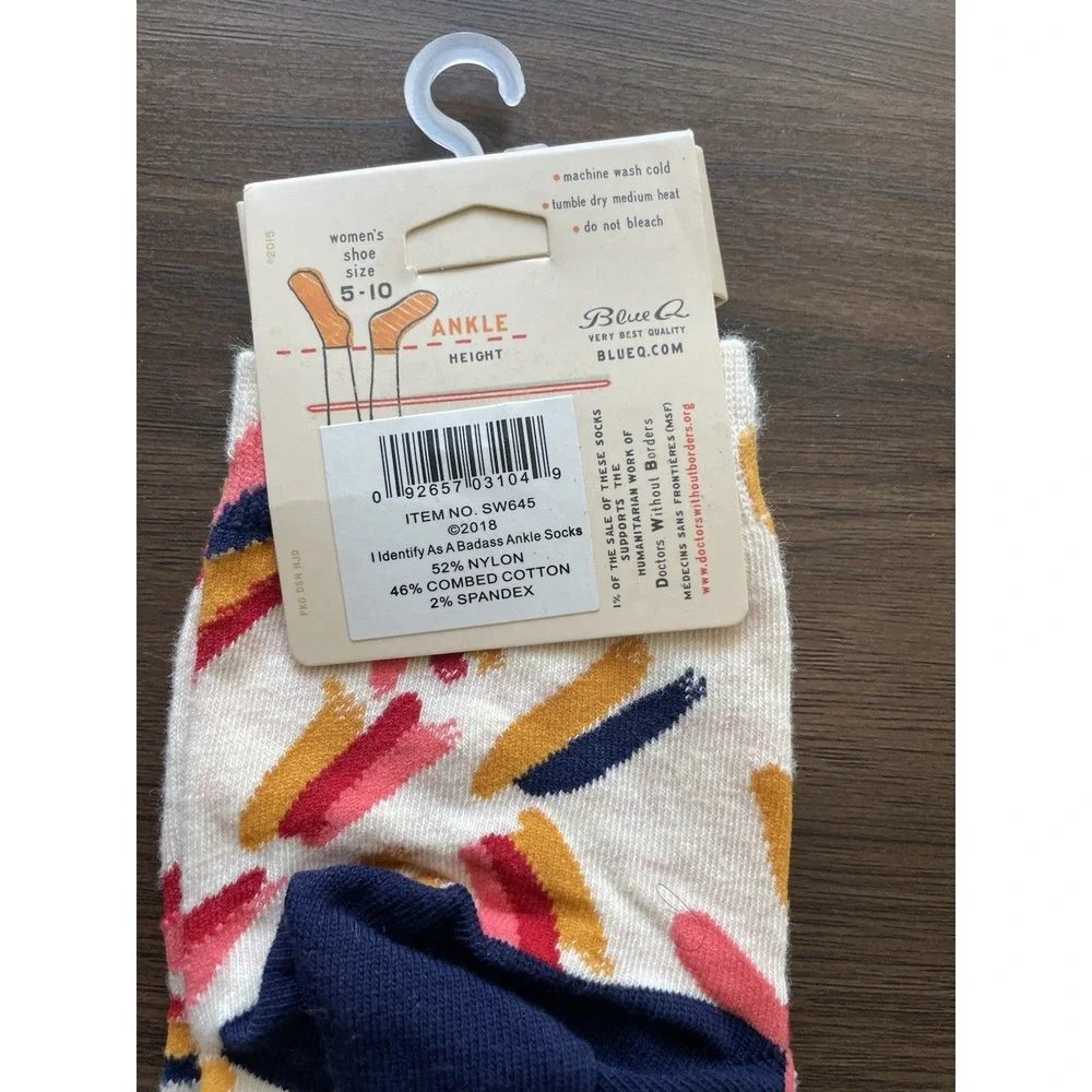 Blue Q Socks Women's Ankle Socks I Identify As A Badass Size 5-10